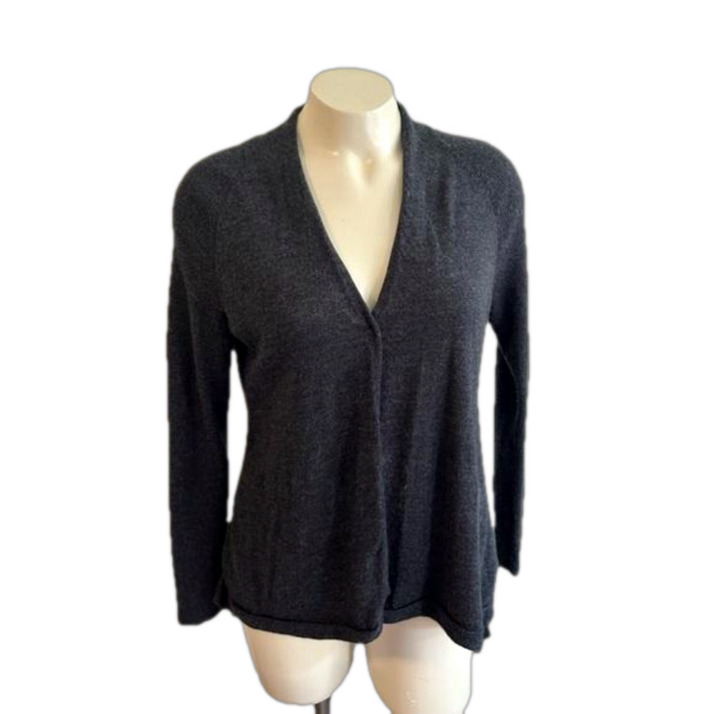 EILEEN FISHER OPEN FRONT OFF BLACK CARDIGAN PM